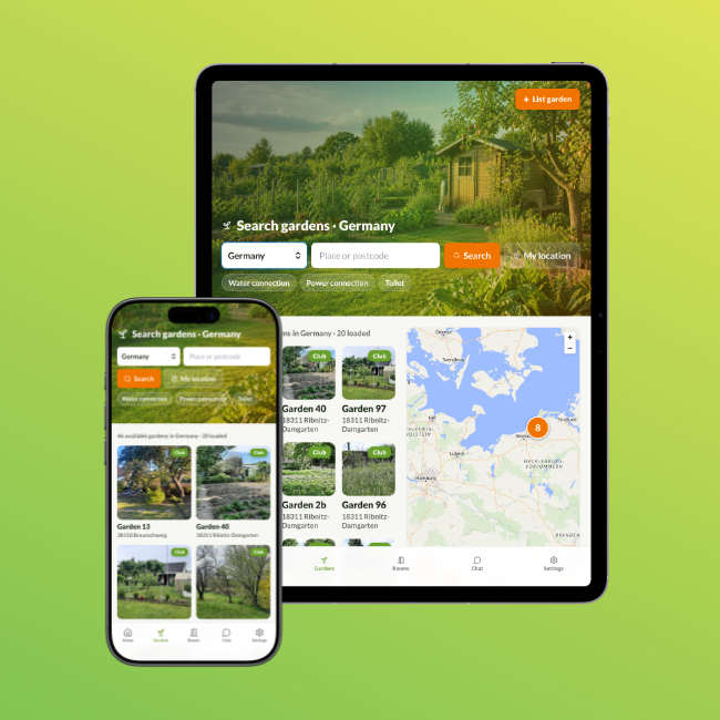 GartenFinder App: Gärten suchen auf Smartphone und Tablet