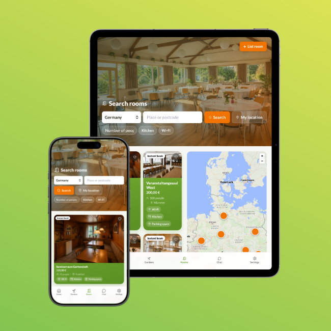 GartenFinder App: Räume finden auf Smartphone und Tablet